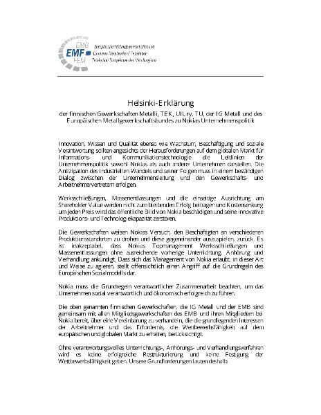 Helsinki-Erklärung zu Nokia