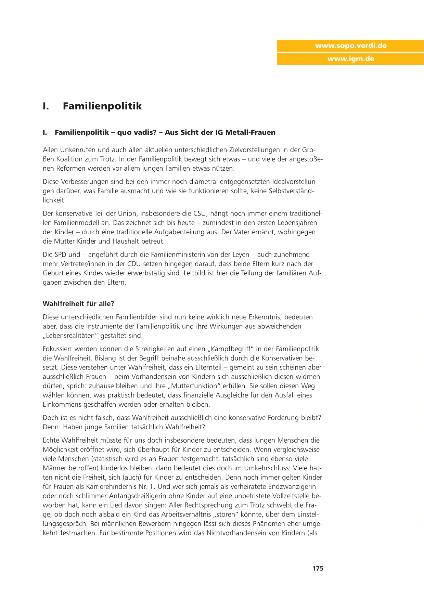 Sozialpolitische Informationen Nr. 2 / 2007: Familienpolitik