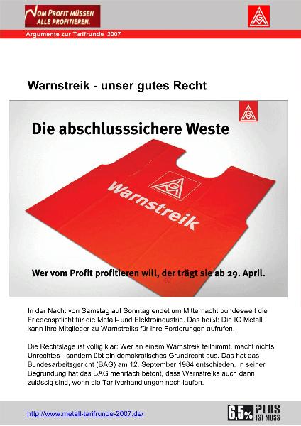 Warnstreik - Unser gutes recht - Argument zur Tarifrunde 2007
