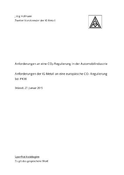 Jörg Hofmann: CO2 Veranstaltung, Brüssel, 27.1.2015