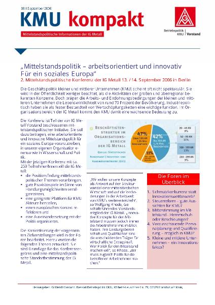 Mittelstandspolitik - arbeitsorientiert und innovativ. Für ein soziales Europa, KMU kompakt Nr. 8