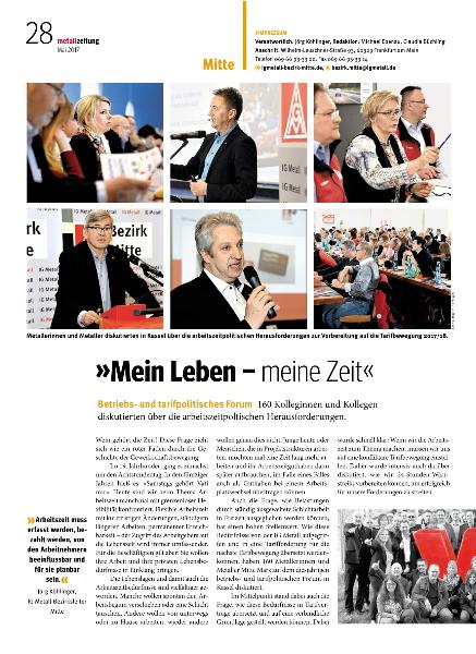 metallzeitung - Regionalseiten Mitte Mai 2017