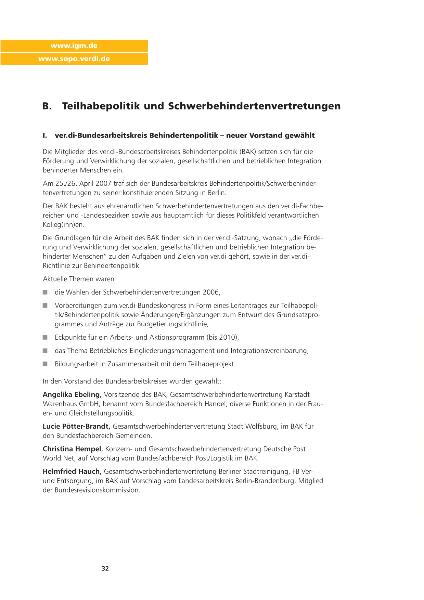 Sozialpolitische Informationen Nr. 2 / 2007: Teilhabepolitik und Schwerbehindertenvertretungen