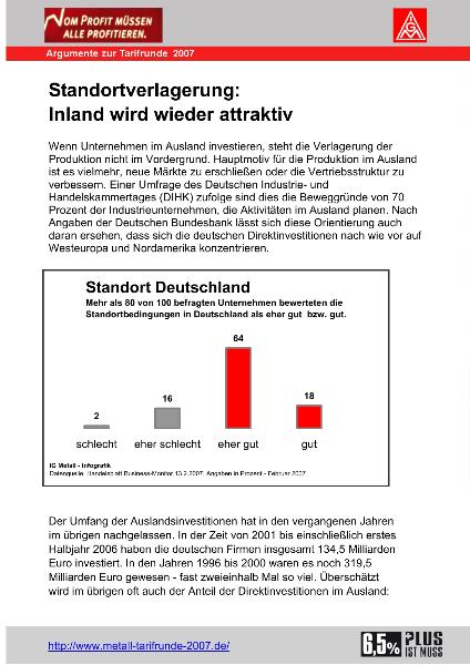 Standortverlagerung: Inland wieder attraktiv - Argument zu Tarifrunde 2007