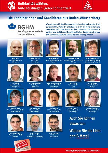 Sozialwahl BGHM: Kandidaten Bezirk Baden-Württemberg
