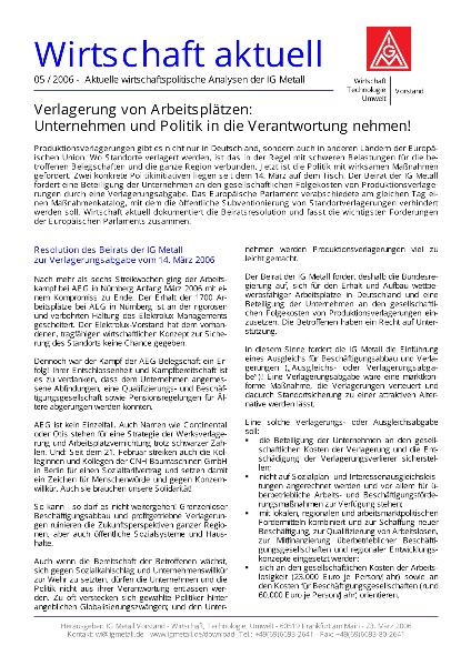 Wirtschaft aktuell 05/2006