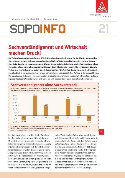 Sachverständigenrat und Wirtschaft machen Druck!, SoPoInfo 21, Informationen zur Sozialpolitik Nr. 21 / November 2013