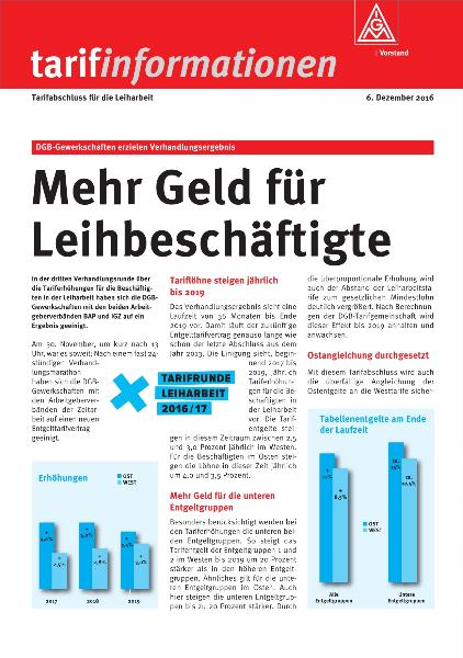 Mehr Geld für Leihbeschäftigte - DGB-Gewerkschaften erzielen Verhandlungsergebnis, tarifinformationen, 6. Dezember 2016
