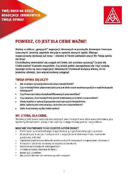 Flyer zur Befragung und Tarifbewegung HuK 2023_2024 - In polnischer Sprache