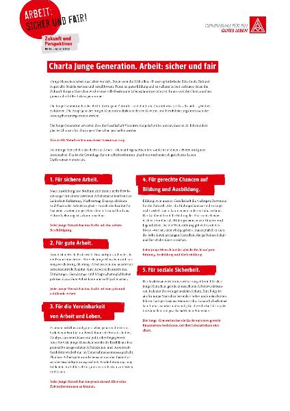 Charta Junge Generation. Arbeit: sicher und fair
