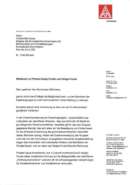 Private-Equity und Hedge-Fonds: Stellungnahme Peters/Rhode