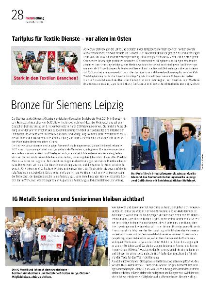 metallzeitung - Regionalseiten Berlin-Brandenburg-Sachsen Dezember 2018