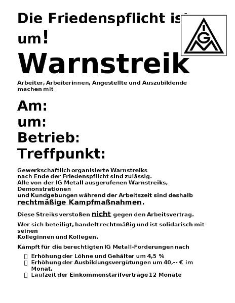 Warnstreik-Aufruf