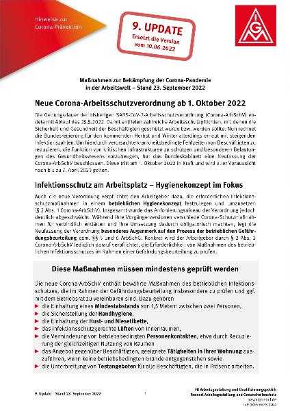 Maßnahmen zur Bekämpfung der Corona-Pandemie in der Arbeitswelt