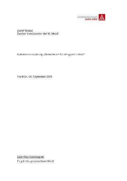 Detlef Wetzel - Statement bei der Auftaktveranstaltung