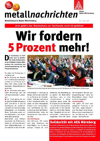 Bezirk Baden-Württemberg: Wir fordern 5 Prozent mehr!, Nr. 4 - Januar 2006