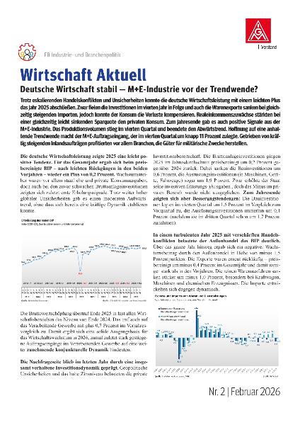 Deutsche Wirtschaft stabil - M+E-Industrie vor der Trendwende? Wirtschaft Aktuell Nr. 2 | 2026