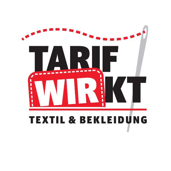 Logo 2023 Textil 'Tarif wirkt' Textil und Bekleidung mit Nadel schwarz-rot