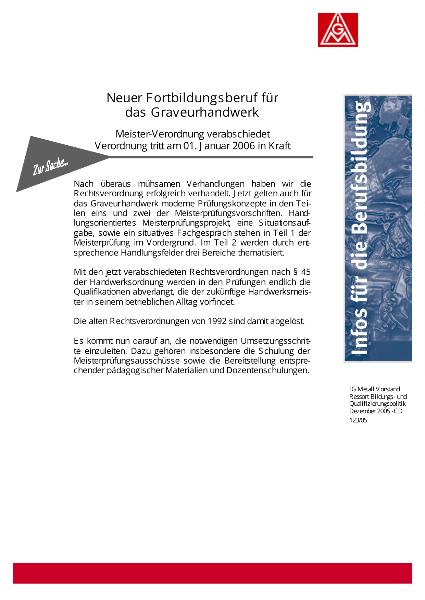 Faltblatt Fortbildung Graveurmeister