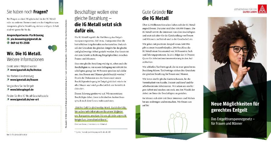 Neue Möglichkeiten für gerechtes Entgelt: Das Entgelttransparenzgesetz - für Frauen und Männer