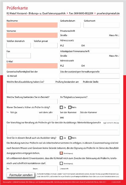 Vereinfachte Prüfer-Meldekarte