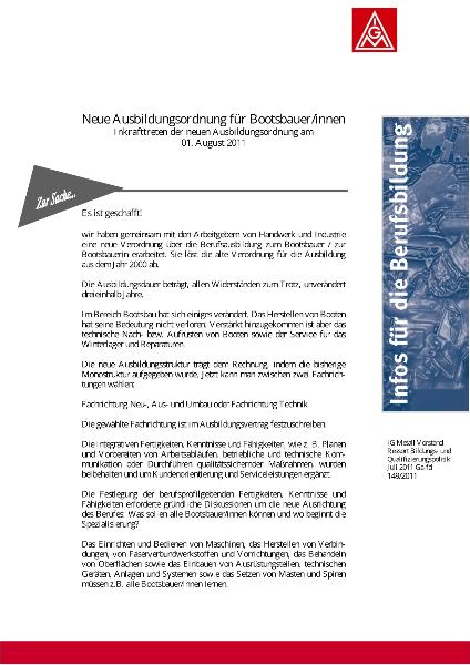 Infos zur Berufsbildung: Neue Ausbildungsordnung für Bootsbauer/innen