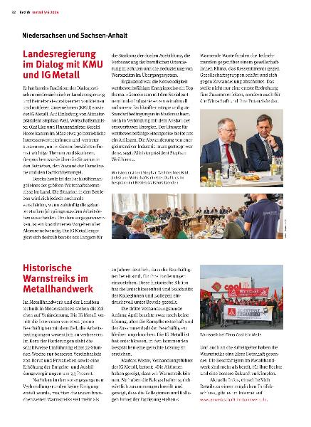 metall - Regionalseiten Niedersachsen und Sachsen-Anhalt 5/6 2024