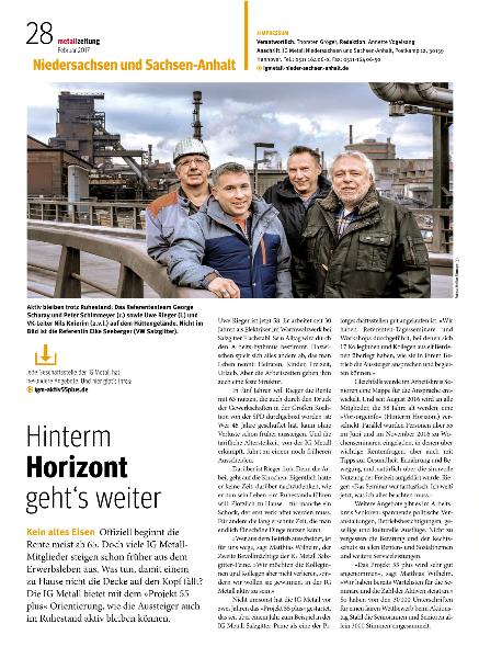 metallzeitung - Regionalseiten Niedersachsen und Sachsen-Anhalt Februar 2017
