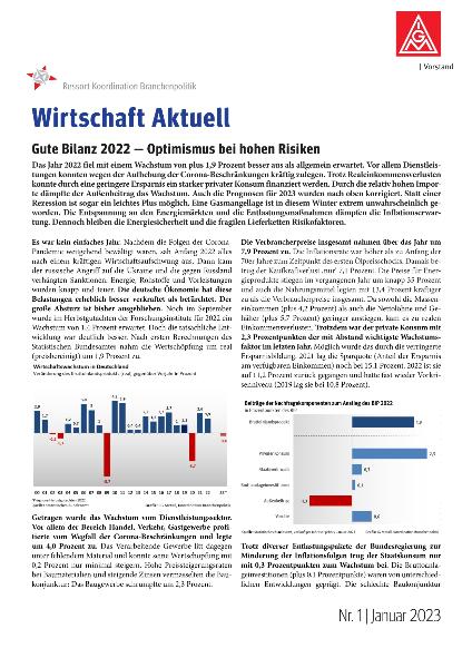 Gute Bilanz 2022 - Optimismus bei hohen Risiken, Wirtschaft aktuell Nr. 1 | 2023