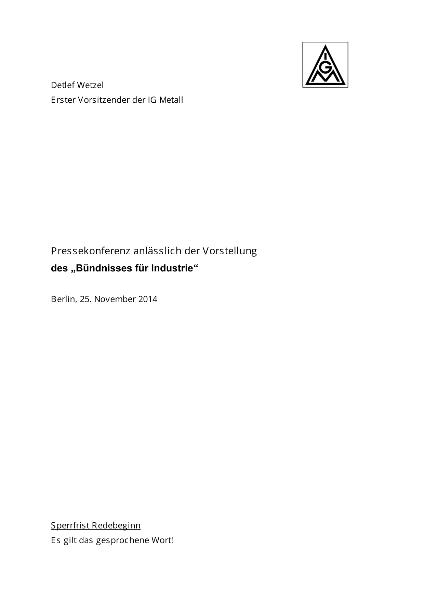 Detlef_Wetzel: Bündnis Zukunft der Industrie, Bundespressekonferenz, Berlin, 25.11.2014