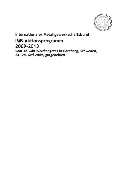 Internationaler Metallgewerkschaftsbund_IMB-Aktionsprogramm