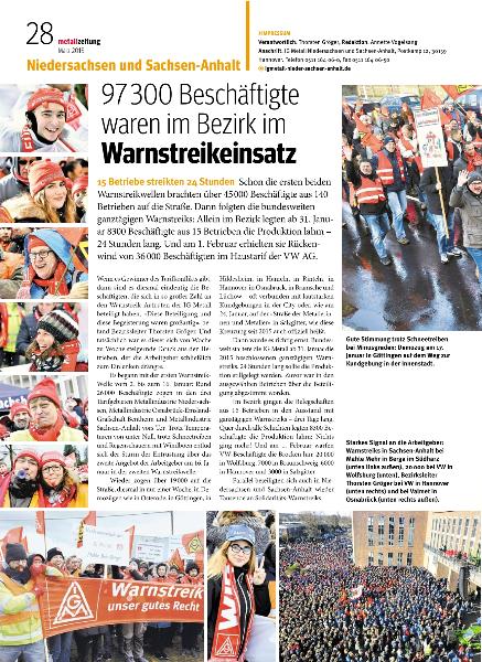 metallzeitung - Regionalseiten Niedersachsen und Sachsen-Anhalt März 2018