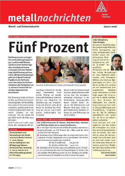 Tarifgebiet Bezirk Frankfurt: Fünf Prozent, Januar 2006