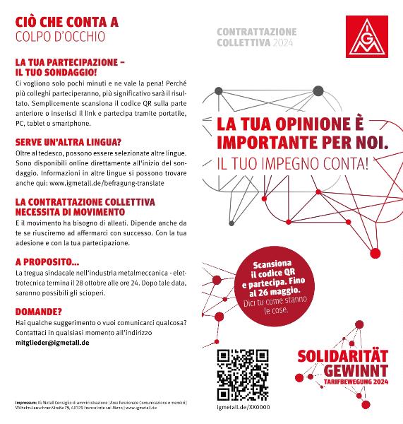 Flyer zur Befragung und Tarifbewegung ME 2024 - in italienischer Sprache