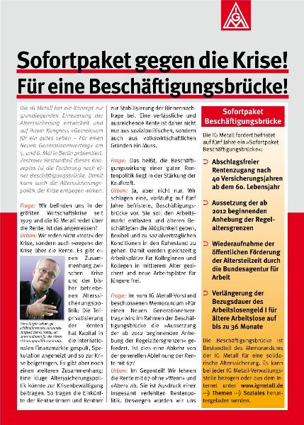 Sofortpaket gegen die Krise! Für eine Beschäftigungsbrücke!