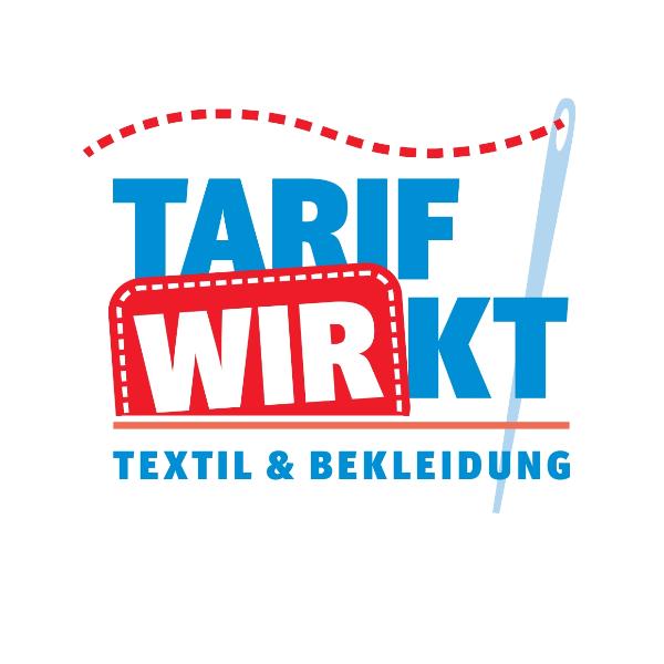 Logo 2023 Textil 'Tarif wirkt' Textil und Bekleidung mit Nadel