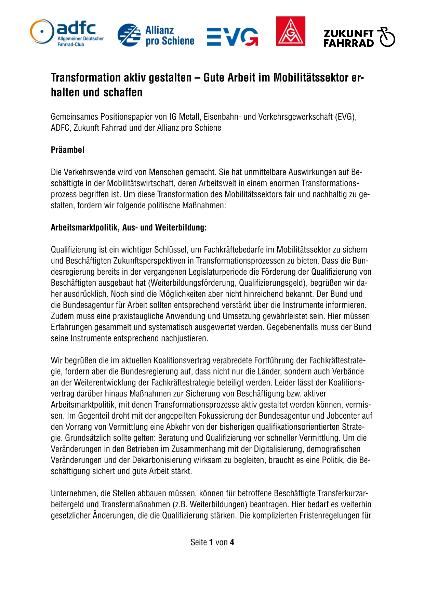 Positionspapier Arbeitsmarkt