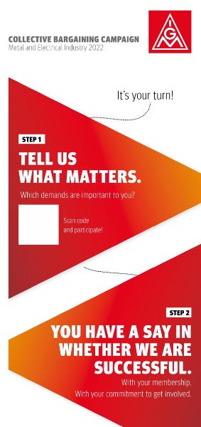 Flyer zur Befragung und Tarifbewegung ME 2022 - in englischer Sprache