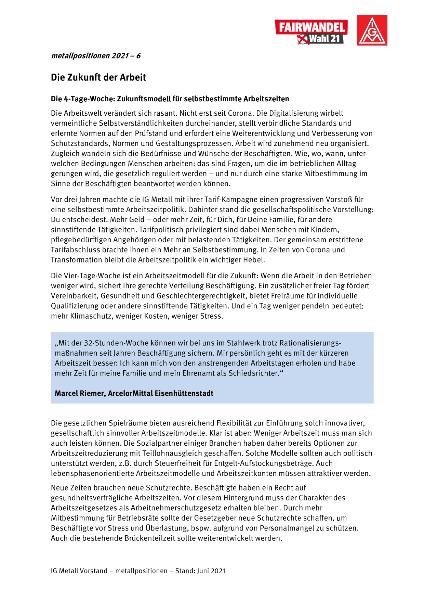 metallpositionen 2021 – 6: Die Zukunft der Arbeit