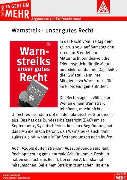 Warnstreik - unser gutes Recht