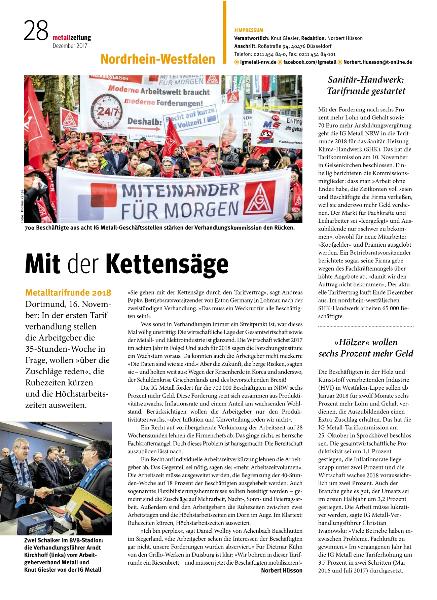 metallzeitung - Regionalseiten Nordrhein-Westfalen Dezember 2017