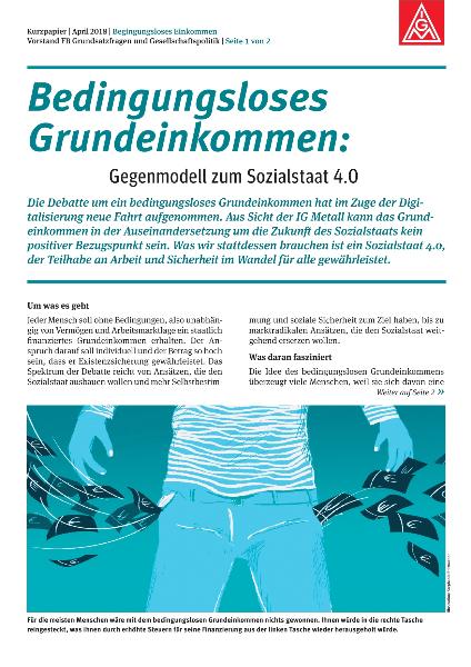 Kurzpapier Bedingungsloses Grundeinkommen: Gegenmodell zum Sozialstaat 4.0