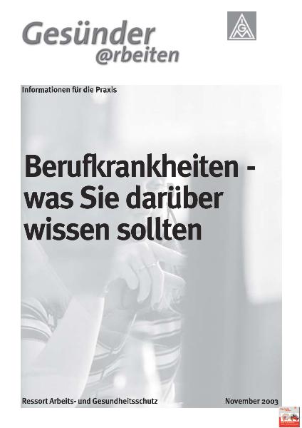 Informationen für die Praxis: Berufskrankheiten - was Sie darüber wissen sollten