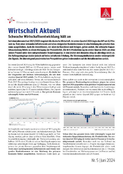 Schwache Wirtschaftsentwicklung hält an, Wirtschaft Aktuell Nr. 5 | 2024