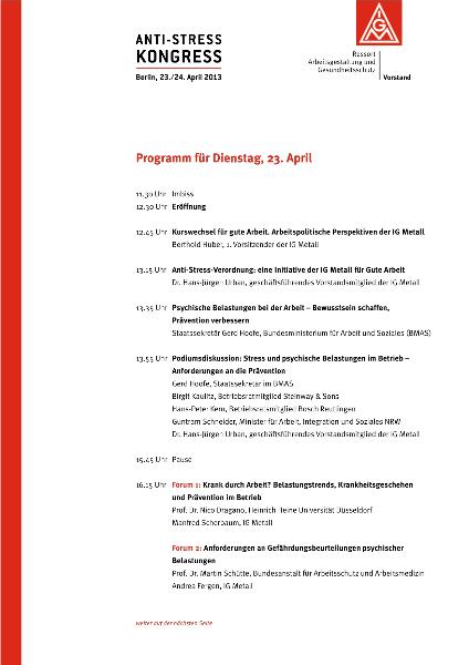 13 4 23 Programm Anti Stress Kongress in Berlin