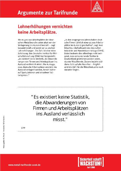 Tarifrunde 2006: Lohnerhöhungen vernichten keine Arbeitsplätze