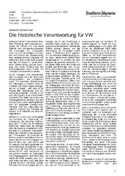 Die historische Verantwortung für VW