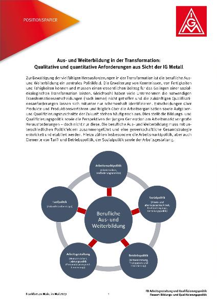 Positionspapier: Aus- u. Weiterbildung in der Transformation (2023)