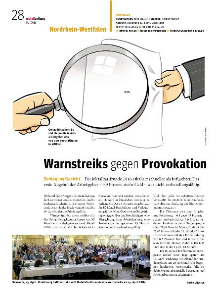 metallzeitung - Regionalseiten Nordrhein-Westfalen Mai 2016