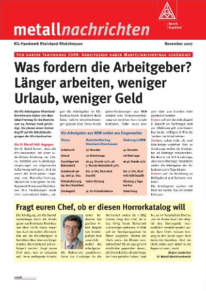 metallnachrichten, Bezirk Frankfurt, KfZ-Handwerk Rheinland Rheinhessen